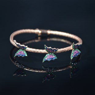 Premium Rose Triple Butterfly Bracelet